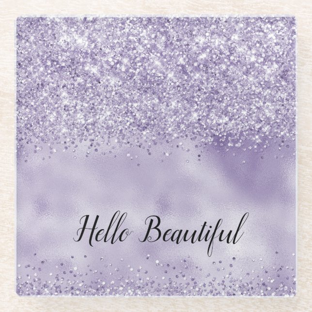 Purple Glitzy Glitter            Glass Coaster (Front)