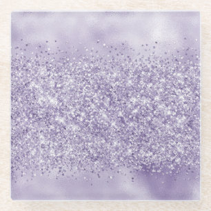 Purple Glitzy Glitter Glass Coaster