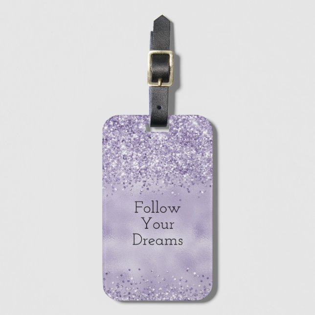 Purple Glitzy Glitter    Luggage Tag (Front Vertical)