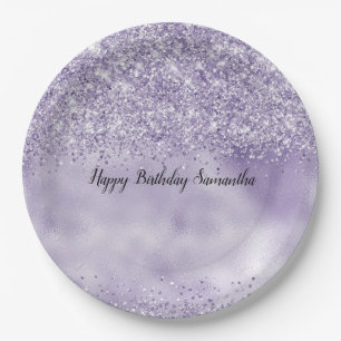 Purple Glitzy Glitter              Paper Plate