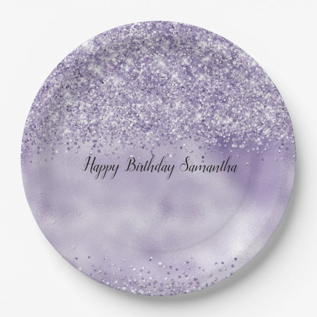 Purple Glitzy Glitter              Paper Plate (Front)