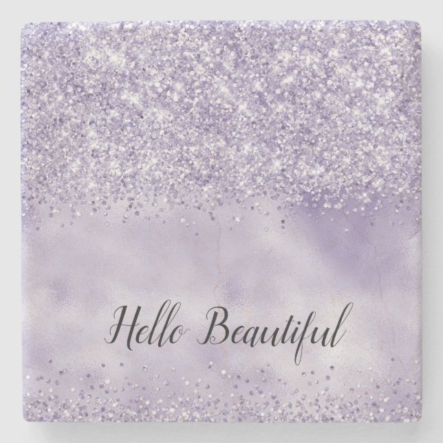 Purple Glitzy Glitter          Stone Coaster (Front)