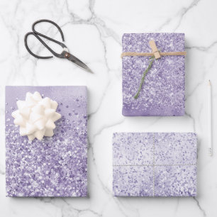Purple Glitzy Glitter Wrapping Paper Sheet