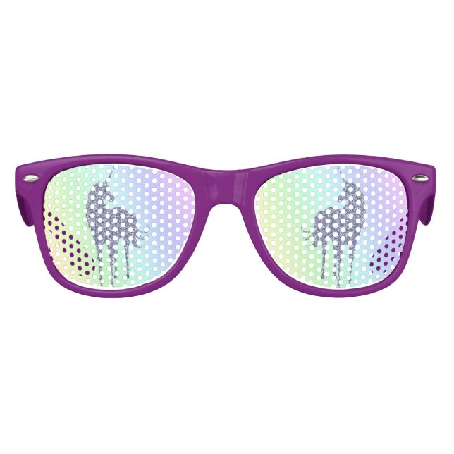 Purple Glitzy Unicorn Rainbow Kids Sunglasses (Front)