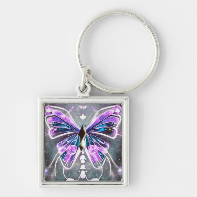 Purple Glow Butterfly Key Ring (Front)
