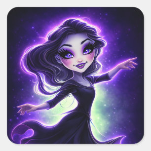 Purple Glow Dark Whimsy Aesthetic Square Sticker