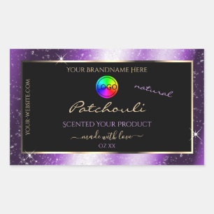 Purple Glow Glitter Frame Product Label with Logo