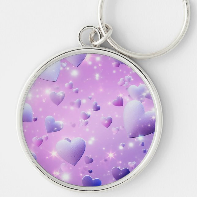 Purple Glow Heart Keychain (Front)