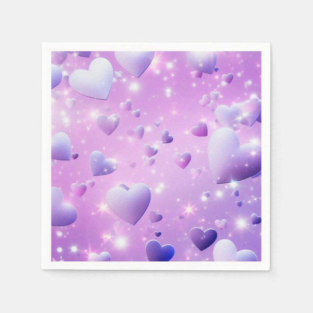 Purple Glow Heart  Napkin (Front)