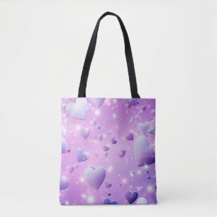 Purple Glow Heart Tote Bag