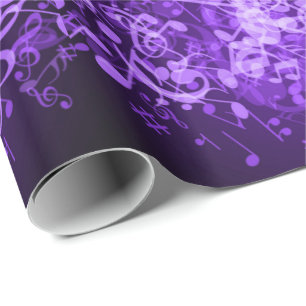 Purple Glow Music Notes Pattern Wrapping Paper