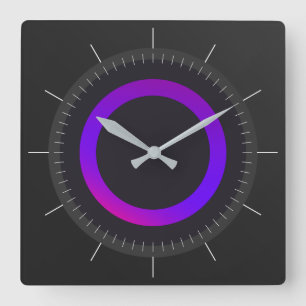 PURPLE GLOW RING   circle on black Square Wall Clock