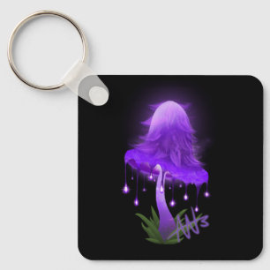 Purple Glowing Mushroom metal Key Ring