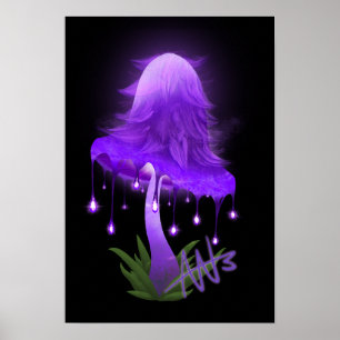 Purple Glowing Mushroom Poster