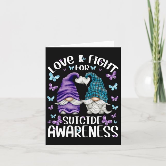 Purple Gnome With Cute Butterfly Pattern Suicide A Card (Front)