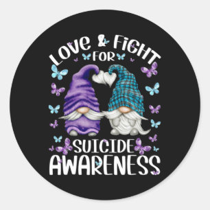 Purple Gnome With Cute Butterfly Pattern Suicide A Classic Round Sticker