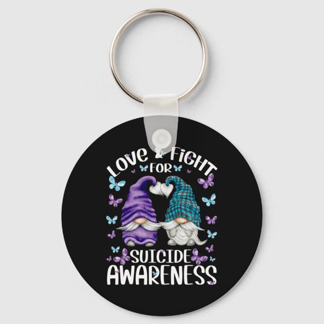 Purple Gnome With Cute Butterfly Pattern Suicide A Key Ring (Front)