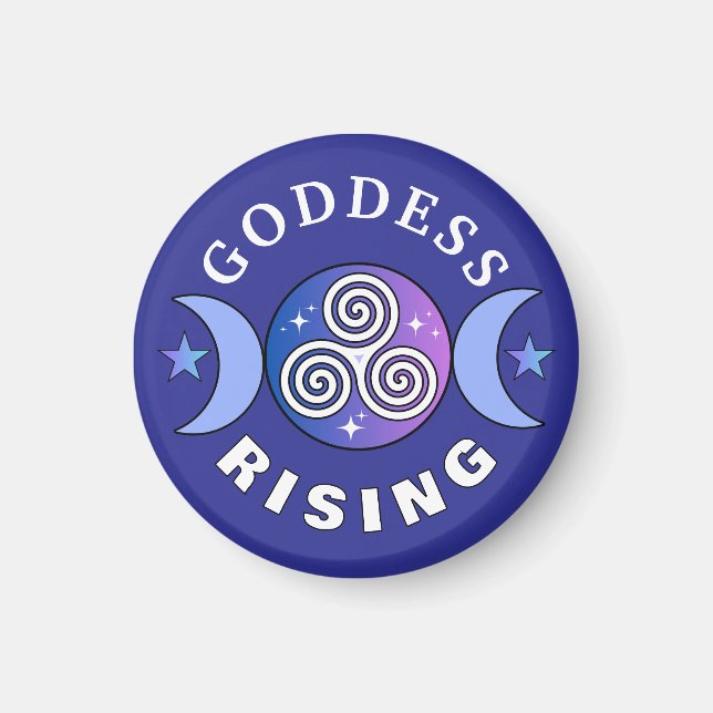 Purple Goddess Rising Round Magnet (Front)