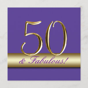 Purple Gold 50th Birthday Party Invitation