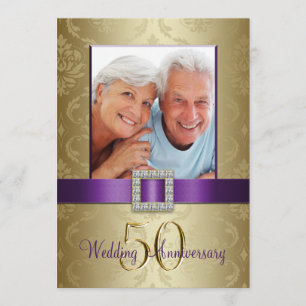 Purple Gold 50th Wedding Anniversary Invitation