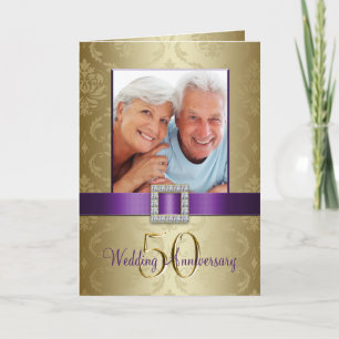 Purple Gold 50th Wedding Anniversary Invitation 2