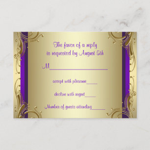 Purple Gold 50th Wedding Anniversary Party RSVP Card