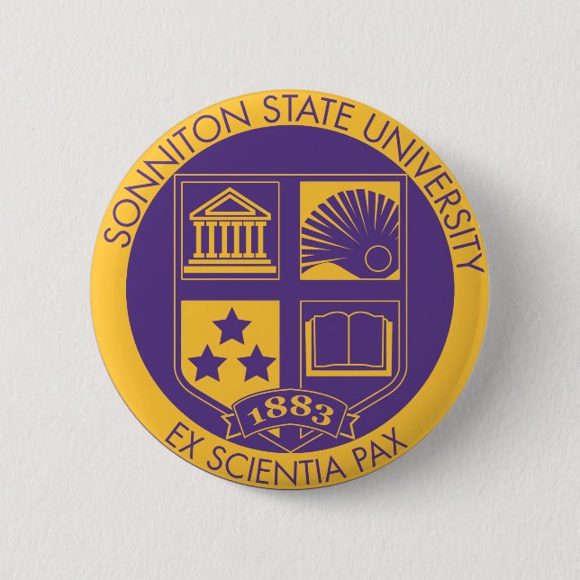 Purple/Gold 6 Cm Round Badge (Front)