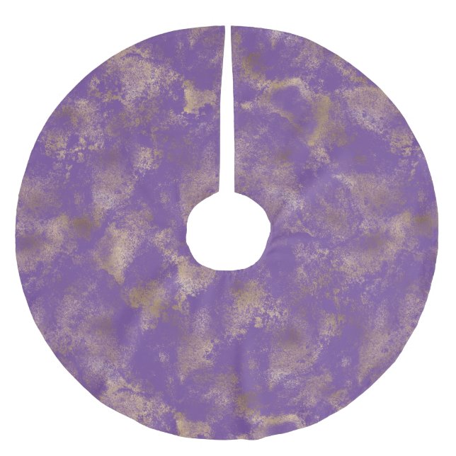 Purple Gold Abstract Brushed Polyester Tree Skirt (Front)