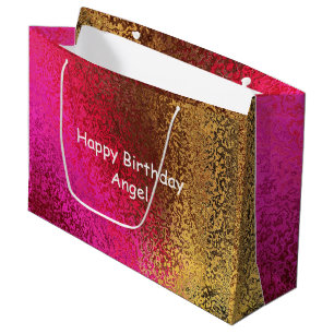 Purple Gold Abstract Metallic Texture Birthday Large Gift Bag