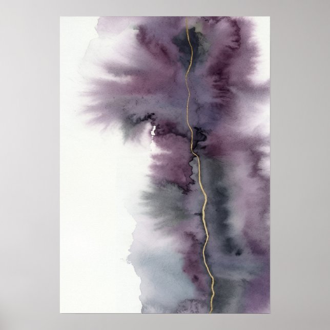 Purple Gold Abstract Watercolour Poster (Front)