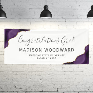 Purple Gold Agate Congratulations Graduation Banner