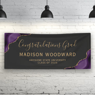Purple Gold Agate Dark Congratulations Graduation Banner