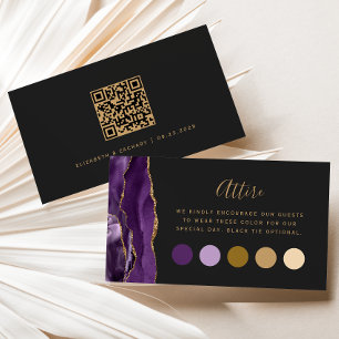 Purple Gold Agate Dark Wedding Attire Dress Code Enclosure Card