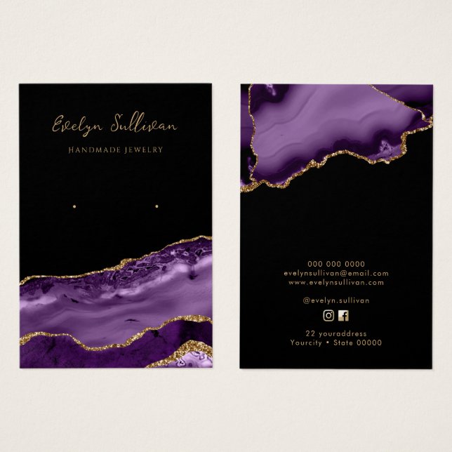 Purple gold agate display card (Front & Back)