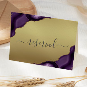 Purple Gold Agate Glam Foil Reserved Wedding Place Card