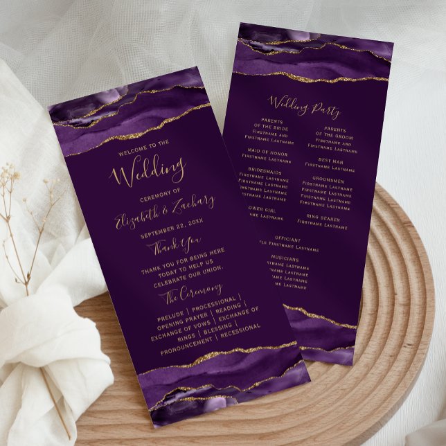 Purple Gold Agate Plum Wedding Program (Creator Uploaded)