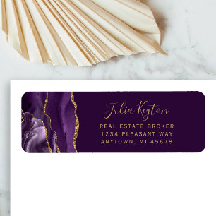 Purple Gold Agate Real Estate Return Address Label