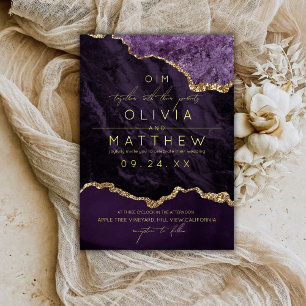 Purple & Gold Agate Wedding Invitation 