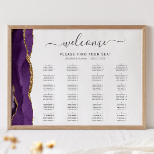Purple Gold Agate Wedding Seating Poster