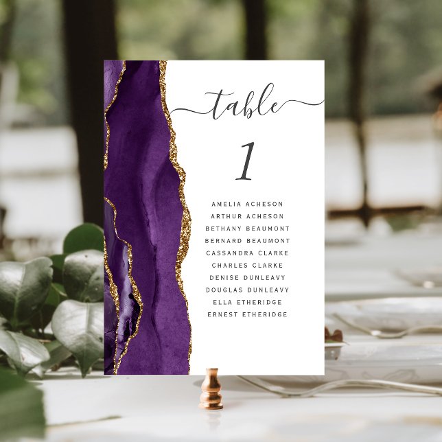 Purple Gold Agate Wedding Table Number (Creator Uploaded)