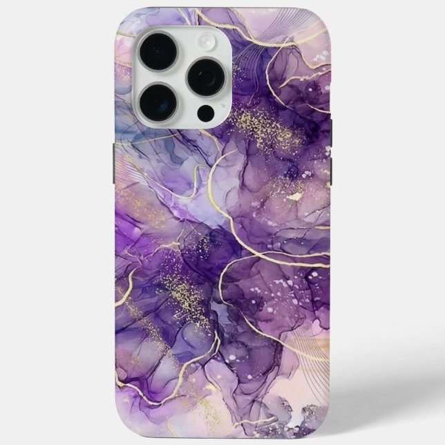 Purple & Gold Alcohol Ink iPhone Case (Back)