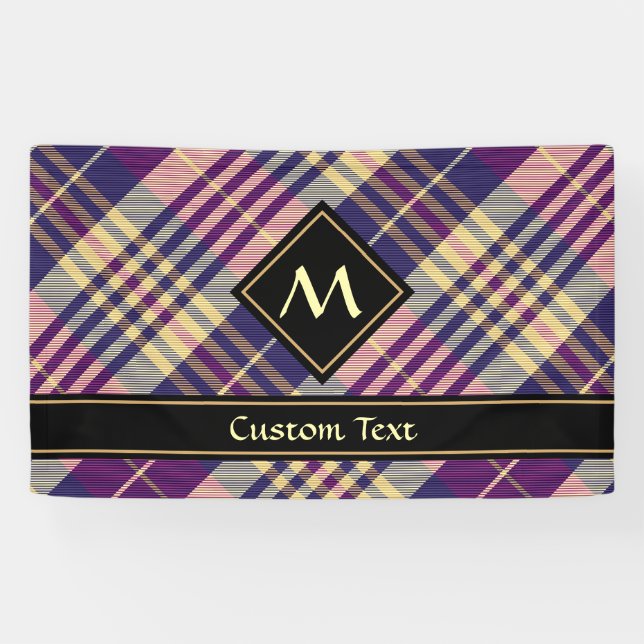 Purple, Gold and Blue Tartan Banner (Horizontal)
