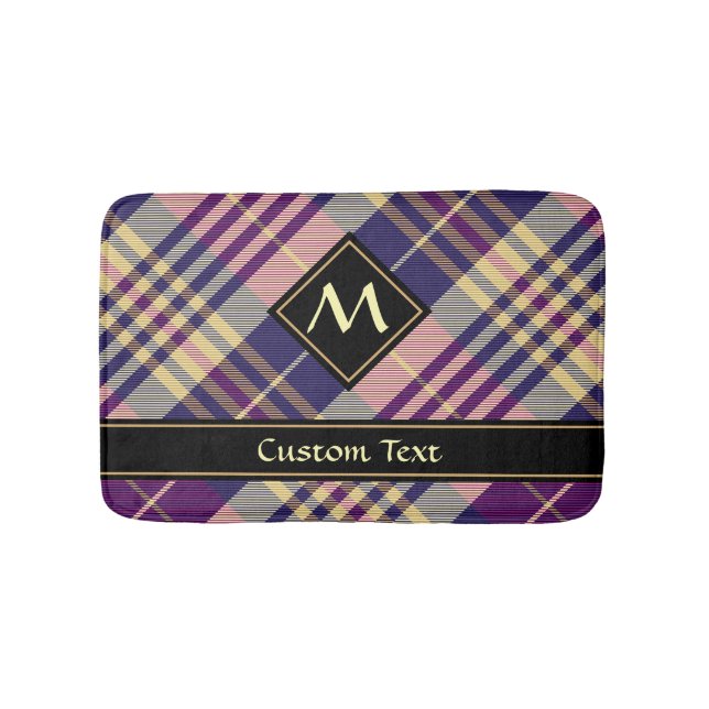 Purple, Gold and Blue Tartan Bath Mat (Front)