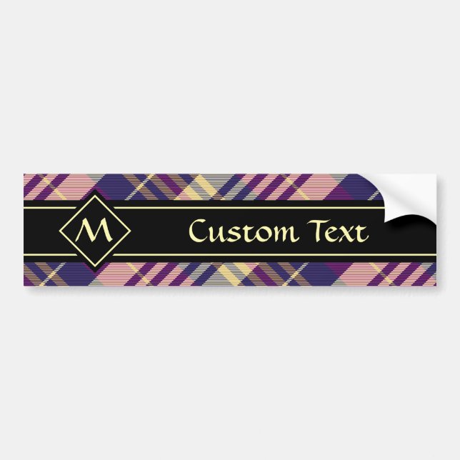 Purple, Gold and Blue Tartan Bumper Sticker (Front)