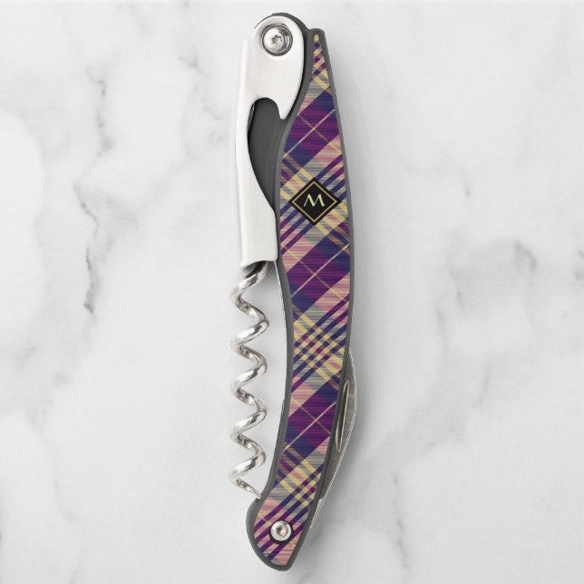 Purple, Gold and Blue Tartan Corkscrew (Front)