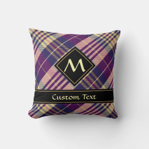 Purple, Gold and Blue Tartan Cushion