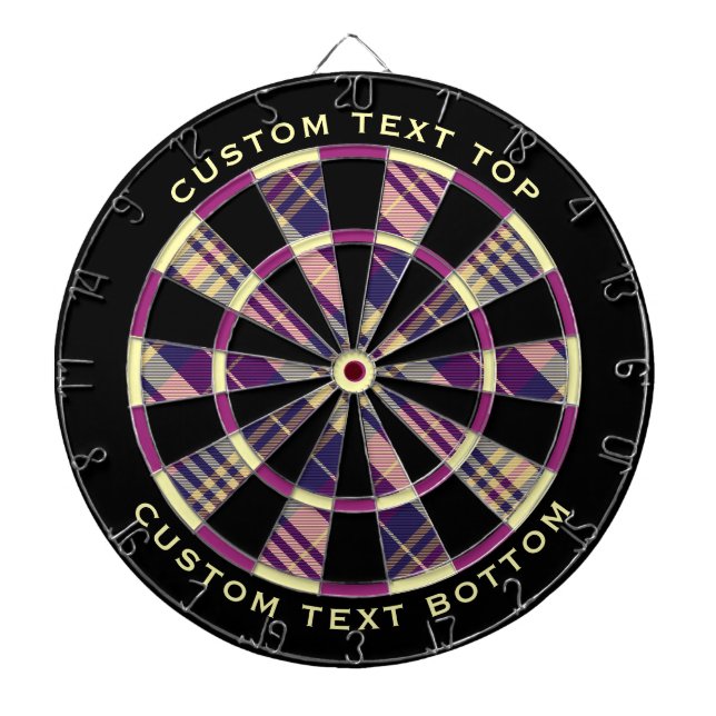 Purple, Gold and Blue Tartan Dartboard (Front)
