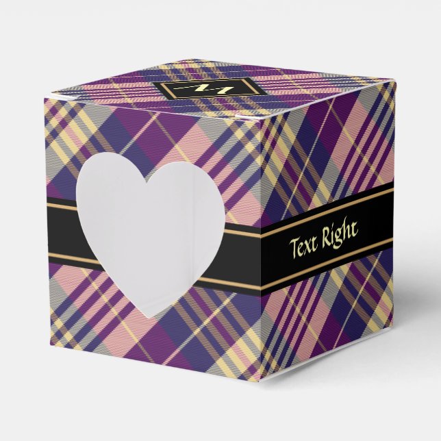 Purple, Gold and Blue Tartan Favour Box (Front Side)