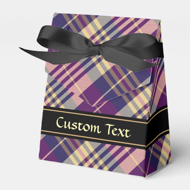 Purple, Gold and Blue Tartan Favour Box (Front Side)