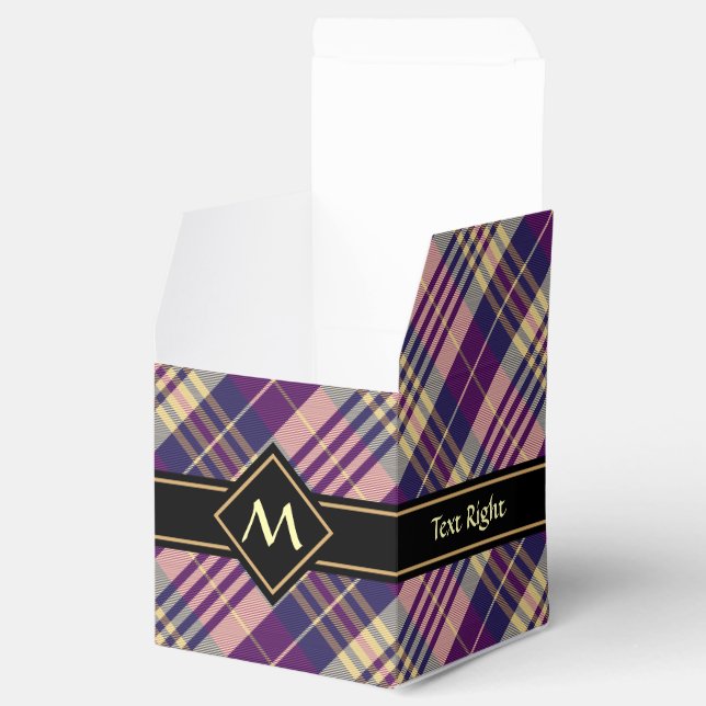 Purple, Gold and Blue Tartan Favour Box (Opened)